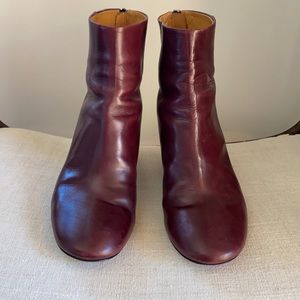 Burgundy Leather Women’s Bootie Ankle Boots Size 39